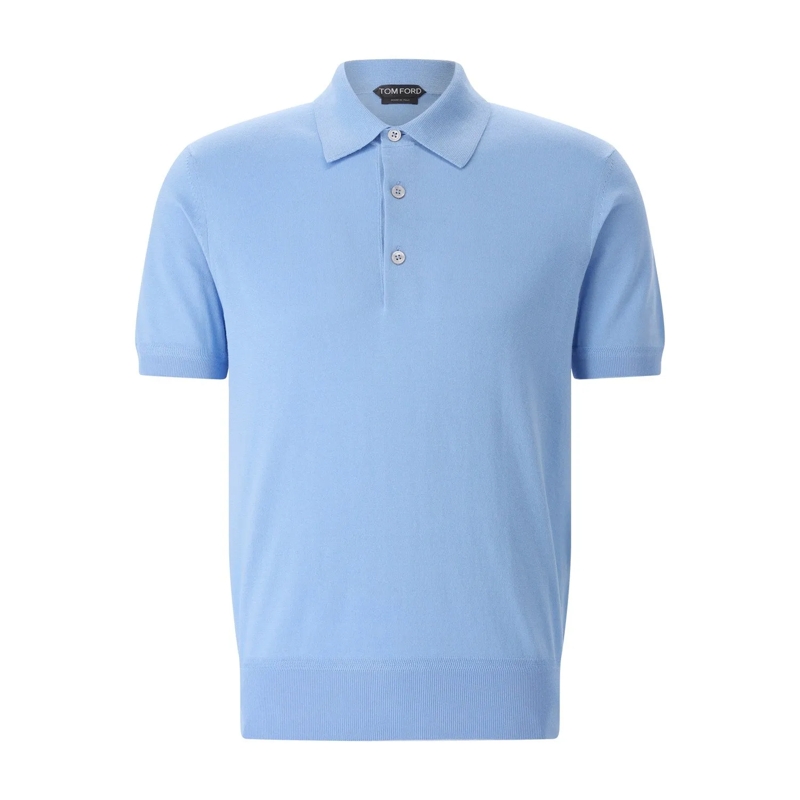 Tom Ford Polohemd Poloshirt aus Baumwollstrick blau