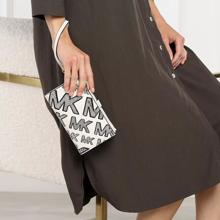 Michael Kors Adele Doublezip Wristlet Black Optic White Wristlet