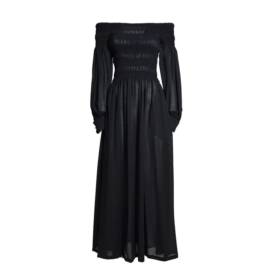 Thumbnail - Max Mara - Manu Off Shoulder Dress In Black Cotton - Größe 42 - schwarz