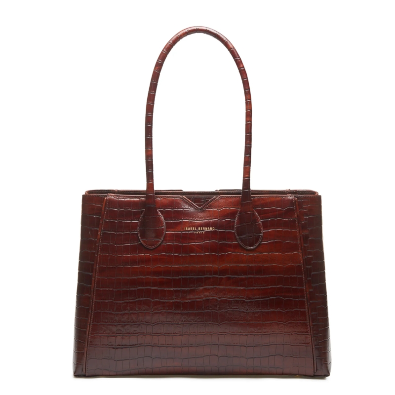 Isabel Bernard Tote Handbag Croco Brown