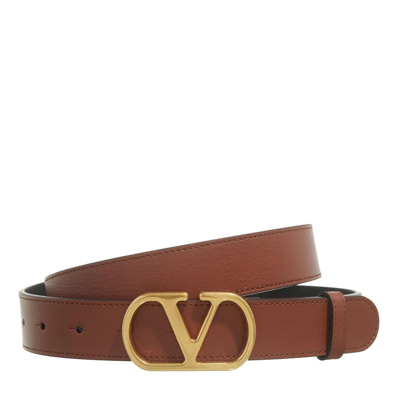 Valentino Garavani Ledergürtel Vlogo Belt 30 Deep Caramel