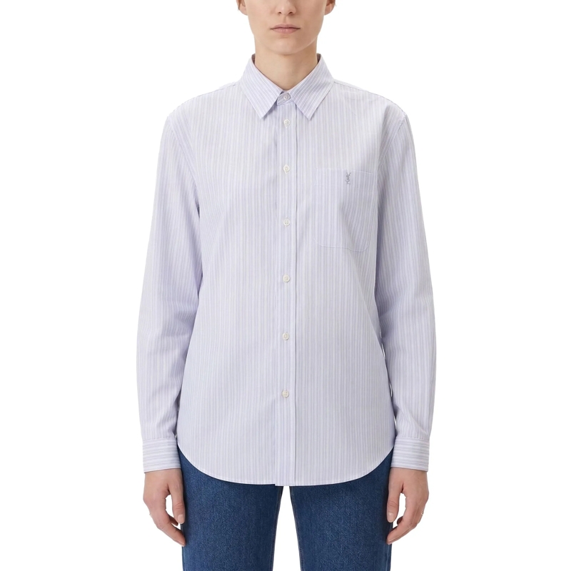 Saint Laurent Bluse Hemdbluse mit Logo blau(Image 2)