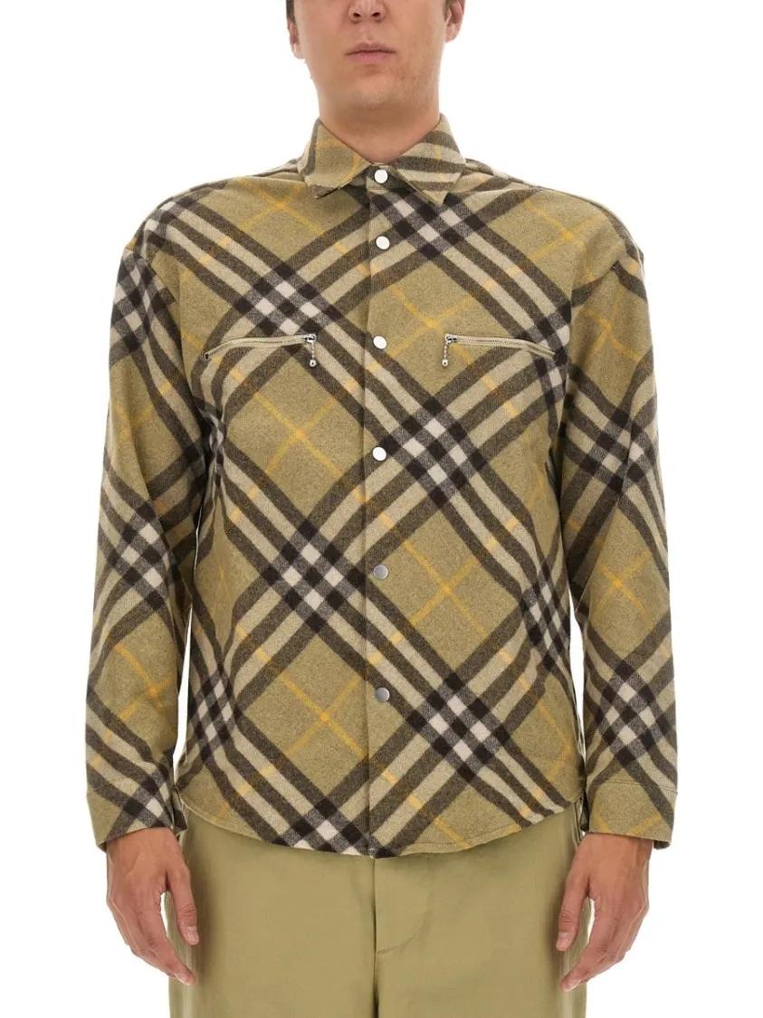 Thumbnail - Burberry - Plaid Wool Shirt With Zippered Chest Pockets - Größe L -