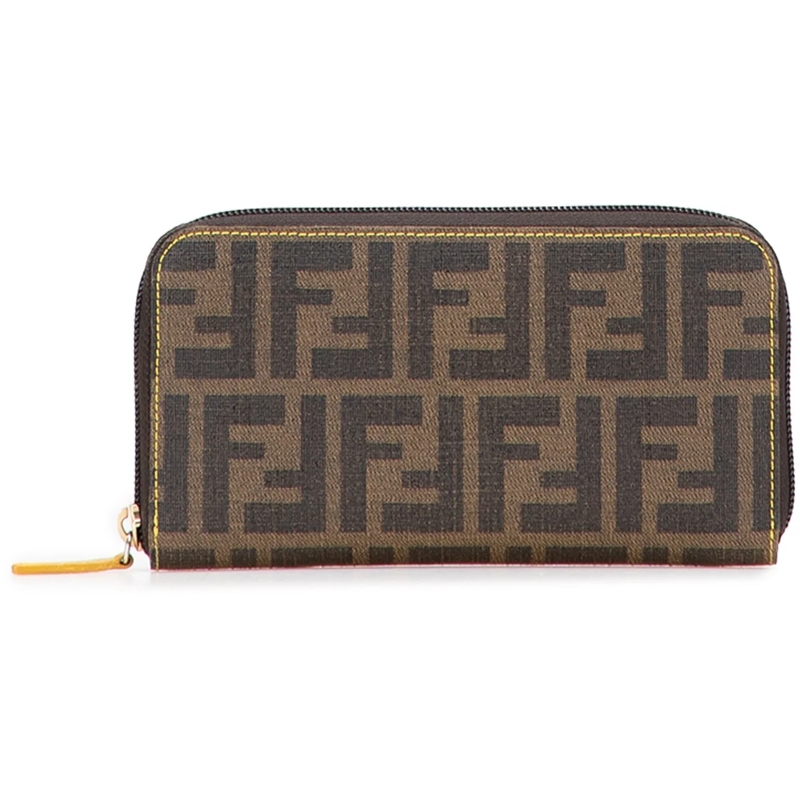Fendi Porte-monnaie Zucca Coated Canvas Zip Around Long Wallet braun