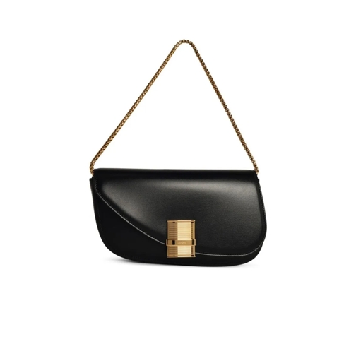 Salvatore Ferragamo Fiamma' Black Leather Crossbody Bag Black Axelremsväska