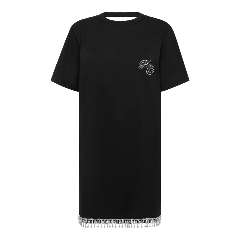 Philipp Plein Midikleid T-Shirt Kurze Kleider Signature schwarz