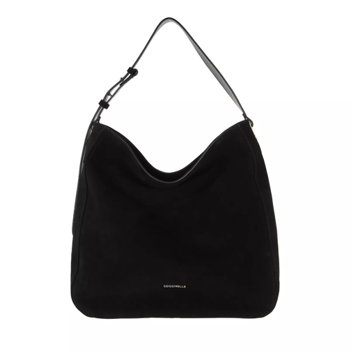 Coccinelle Handbag Suede Leather Noir Hobo Bag