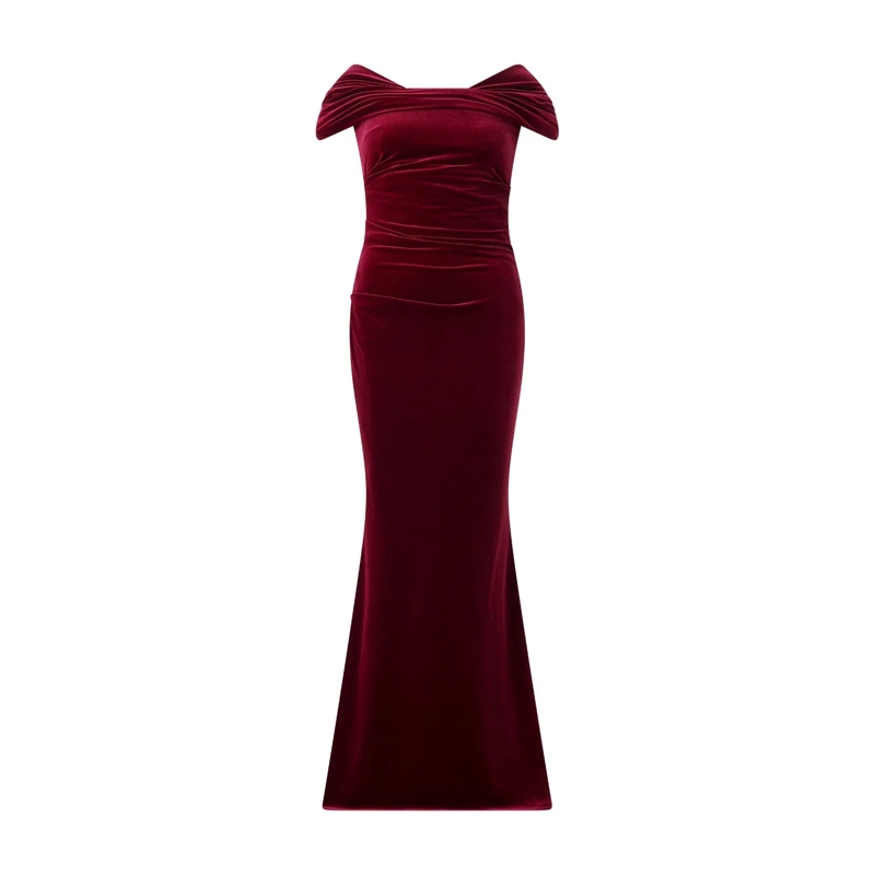 Talbot Runhof Maxikleid Abendkleid aus Samt rot