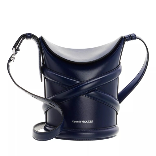 Alexander McQueen The Curve Bucket Bag Leather Navy Borsa a secchiello