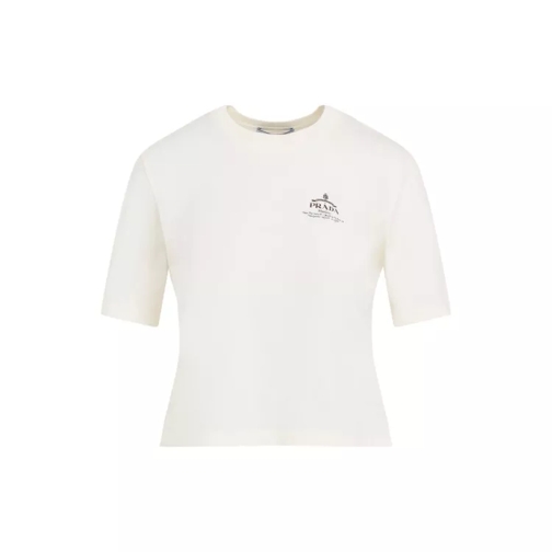 Prada Ivory White Cotton Crewneck Pullover White 