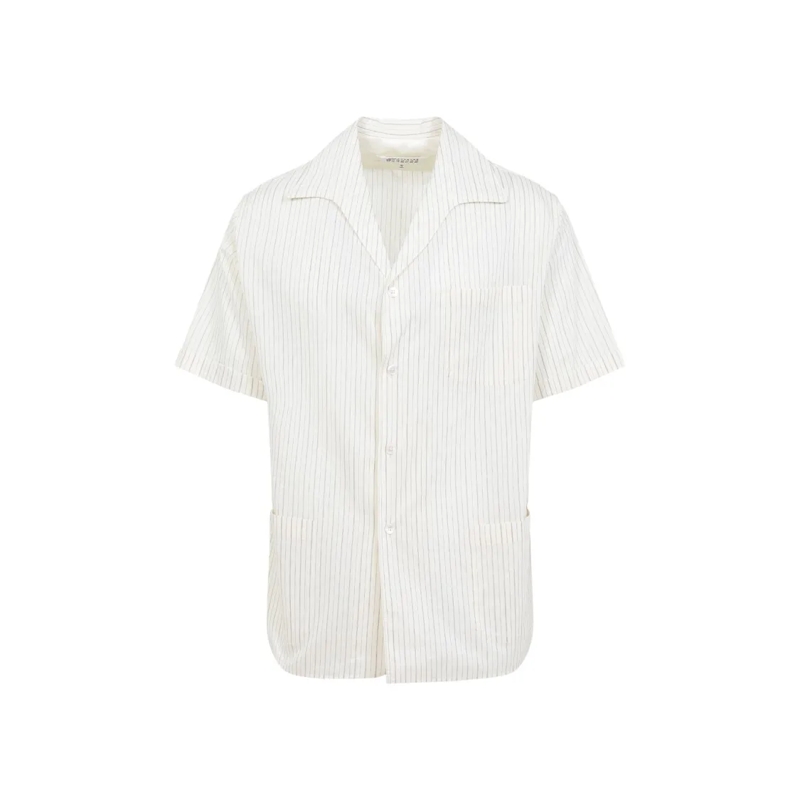 Maison Margiela Hemd Relaxed-Fit White Shirt With Subtle Vertical Strip Neutrals