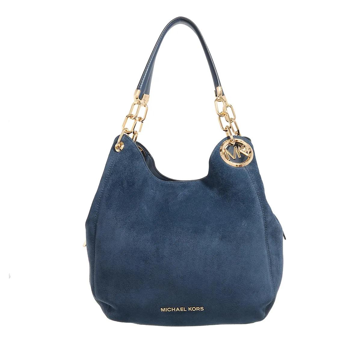 Michael Kors Lillie Large Chain Shoulder Tote Navy Hobo Bag