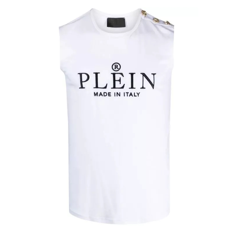 Philipp Plein  White Sleeveless Cotton Top White