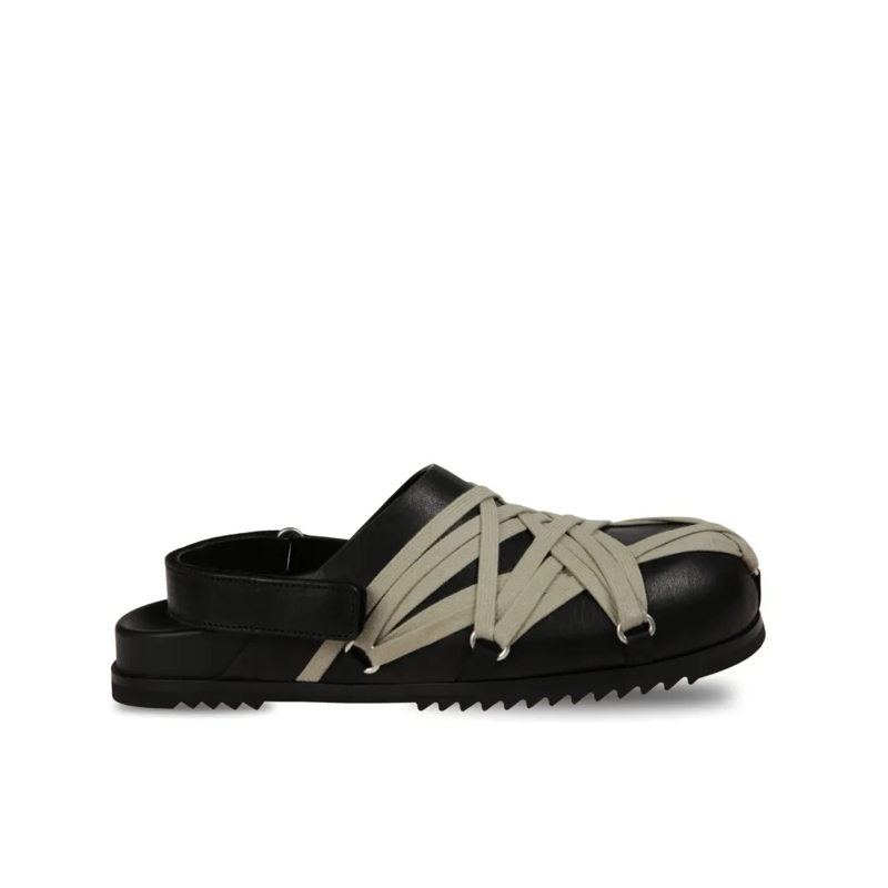 Rick Owens Sandalen Crisscross Black Leather Sandals With Ankle Strap Black