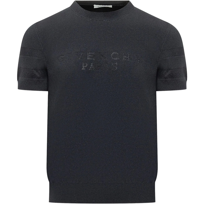Givenchy  Maglia Girocollo a Manica Corta con Inserti a Rete schwarz