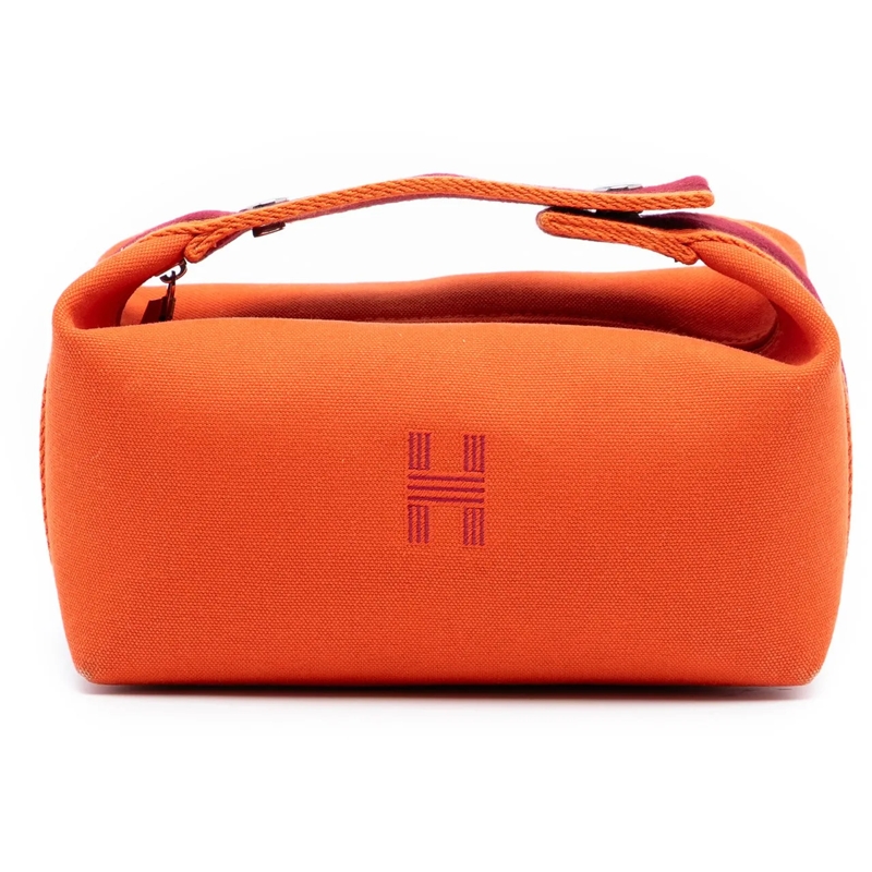 Hermès Necessaire Small Toile Bride A Brac Case orange