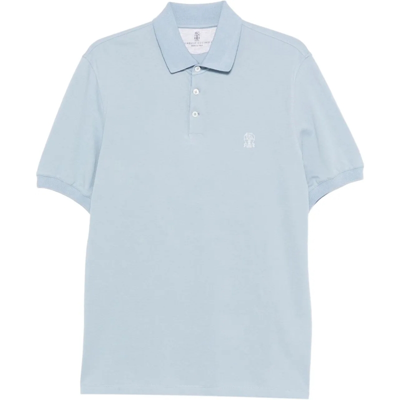 Brunello Cucinelli Polohemd T-Shirts And Polos Clear Blue blau