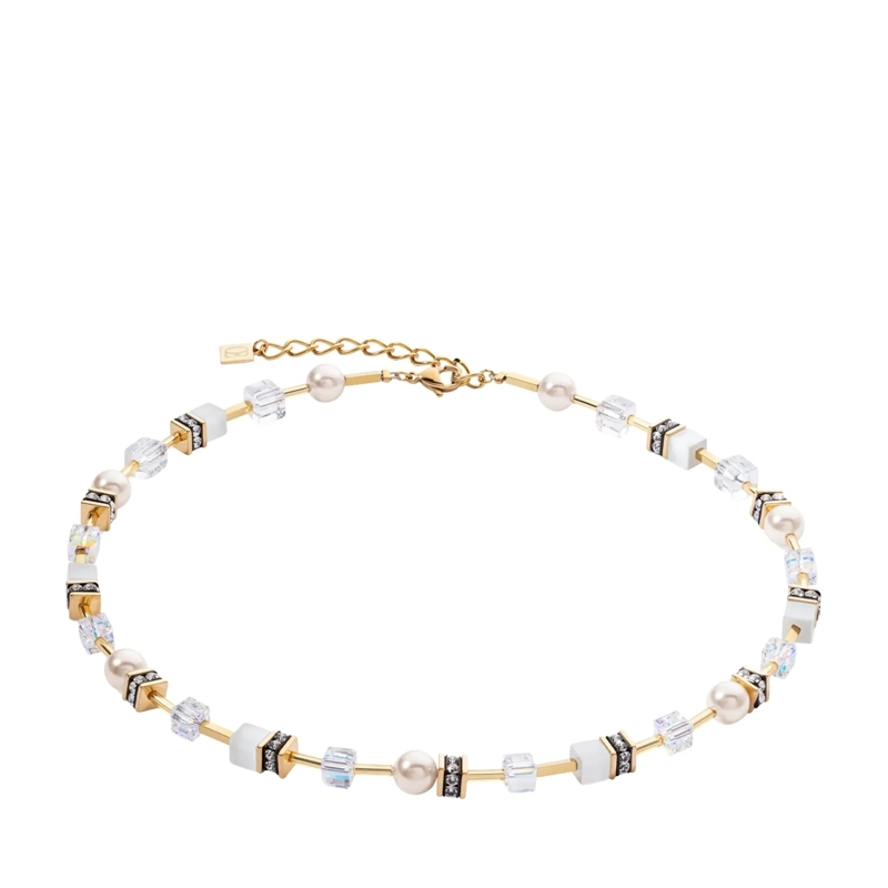 COEUR DE LION Mittellange Halskette GeoCUBE® Iconic Pearl Mix Halskette weiss