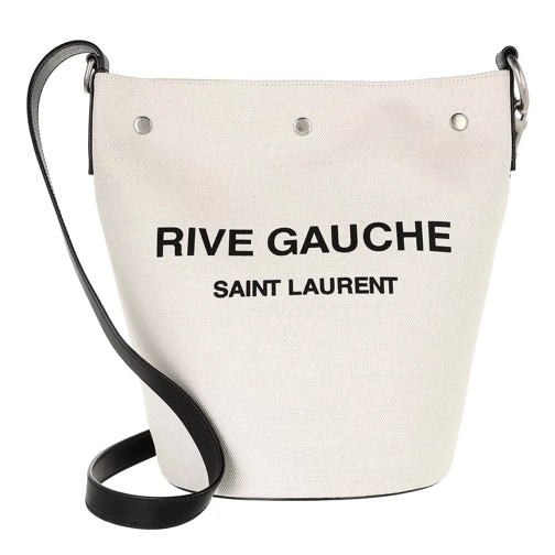 Saint Laurent Rive Gauche Shoulder Bag White Linen Bucket Bag