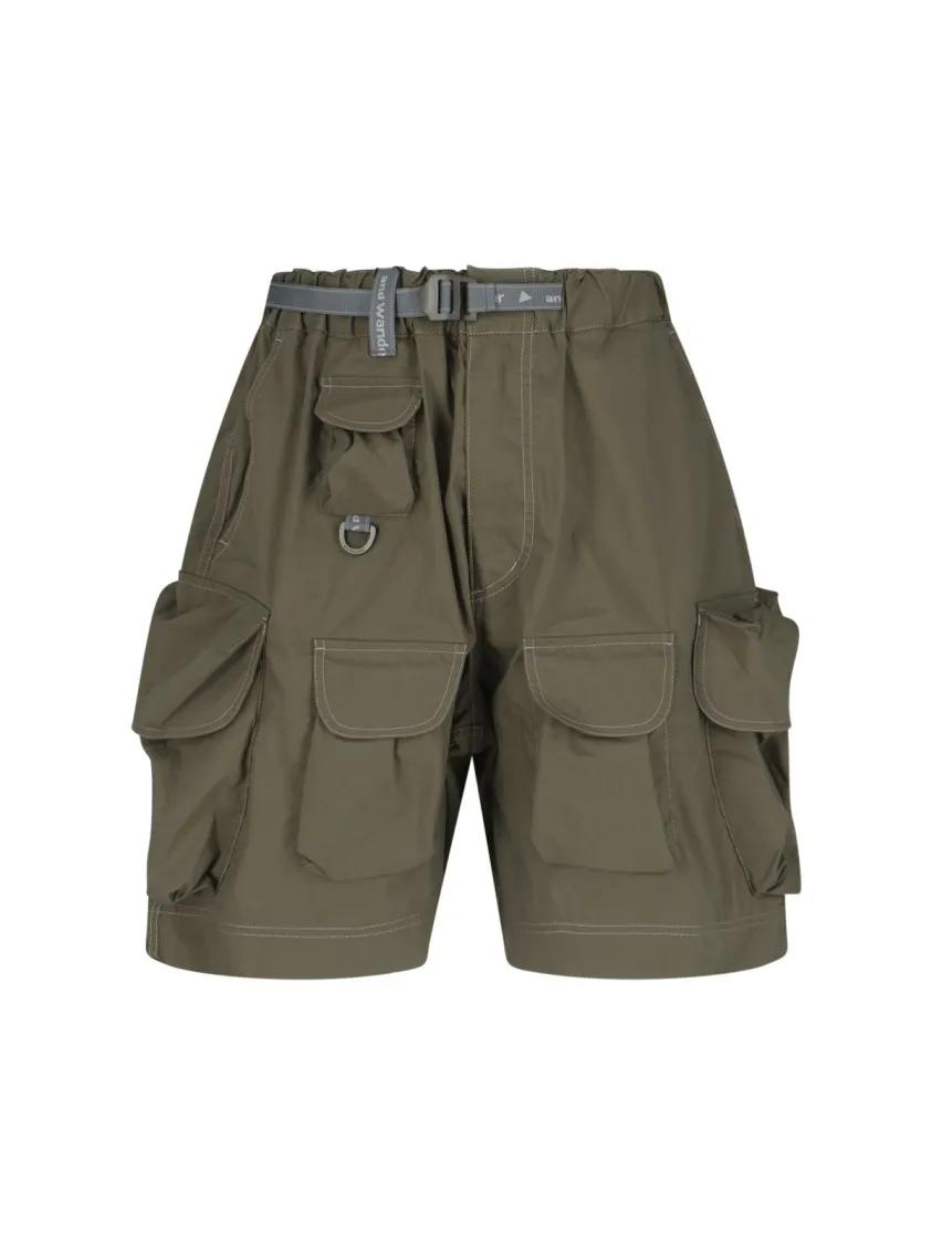 Thumbnail - And Wander - Oversized Belted Cargo Shorts In Green Cotton Blen - Größe L - grün