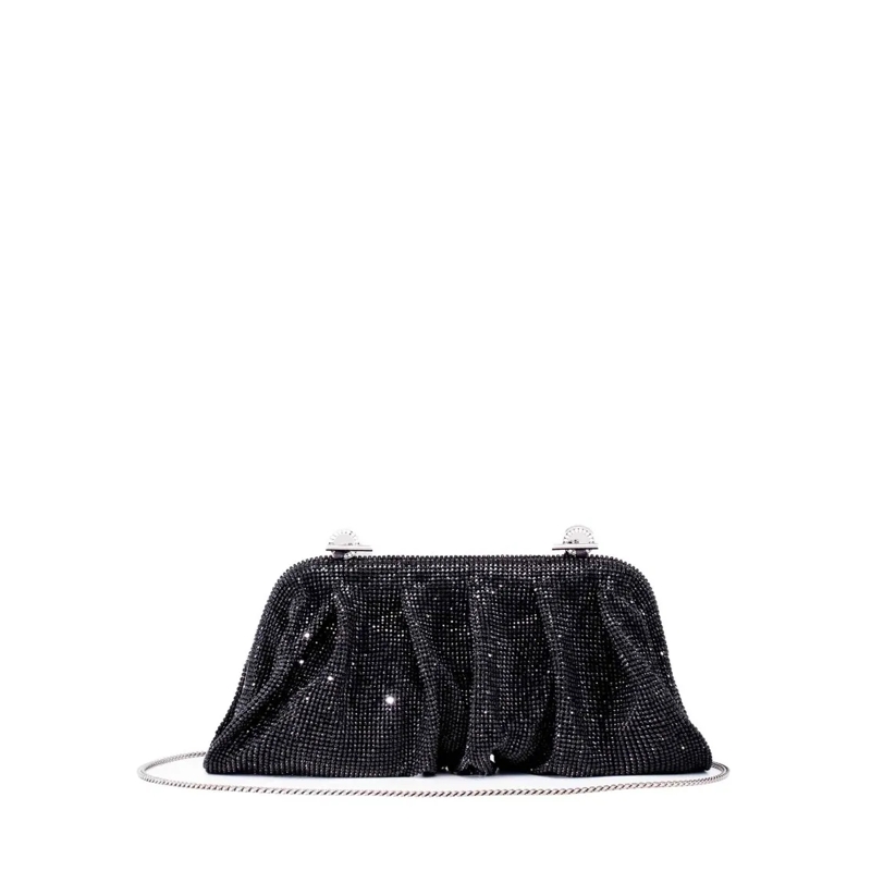 Benedetta Bruzziches Clutch Rhinestone-Embellished Black Aluminum Mesh Clutch Black