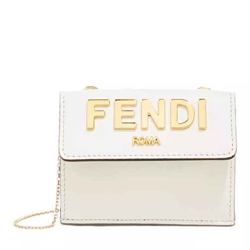 Fendi Micro Trifold Wallet On Chain Bianco/Oro Portafoglio a catena
