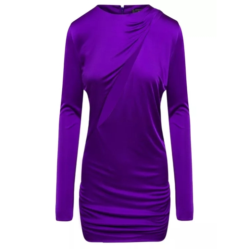 Versace Purple Minidress With Cut-Out Detailing Satin Effe Purple 