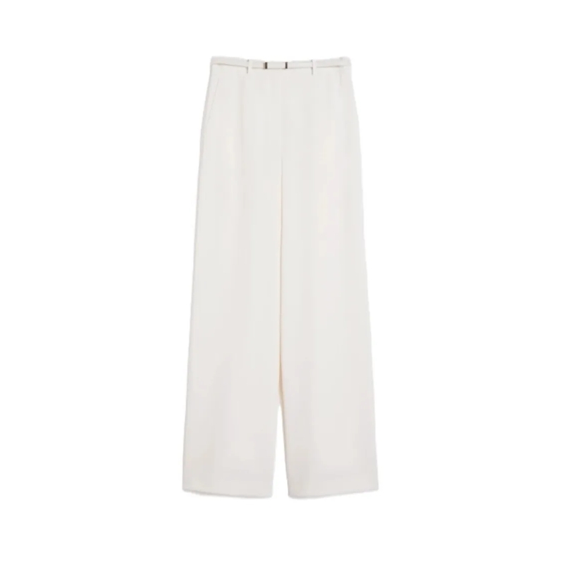Max Mara  Ivory Wide-Leg Trousers With Classic Fit White