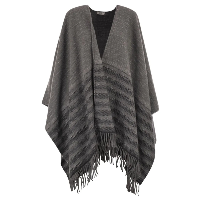 Peserico Cape Virgin Wool And Cashmere Cape Grey
