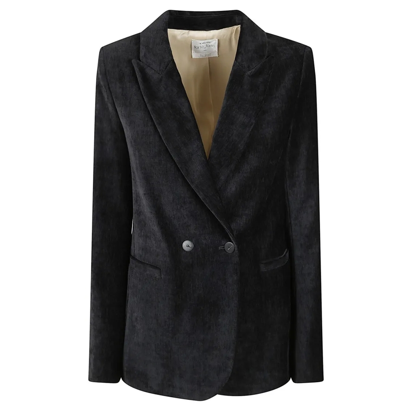 Forte Forte Overgangsjas Tailored Jacket With Double-Button Front And Textu Black