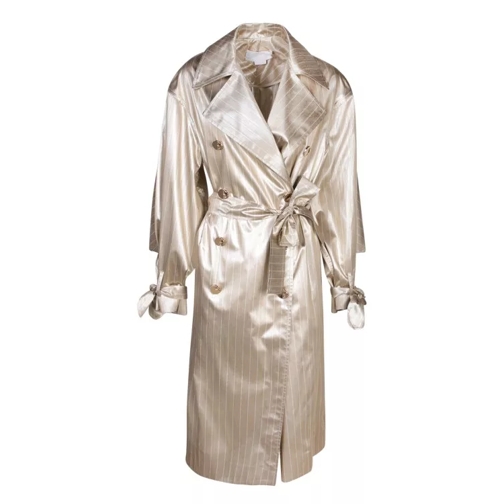 Genny Satin Fabric Trench With Striped Pattern Neutrals 