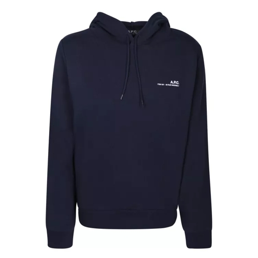 A.P.C. Blue Hoodie With Logo On Front And Loose Fit Blue 