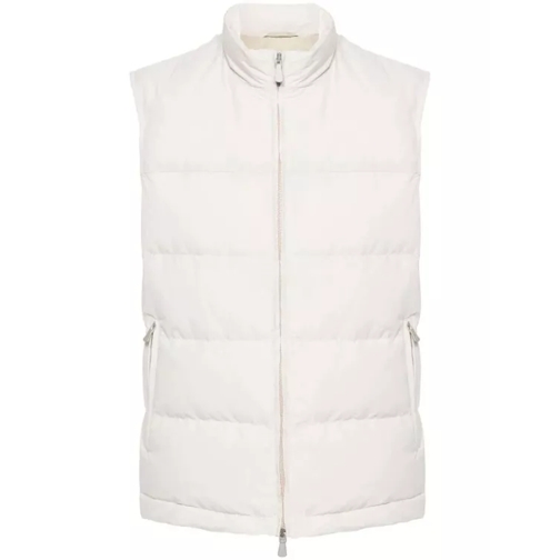 Eleventy Sand Beige Quilted Down Gilet White 