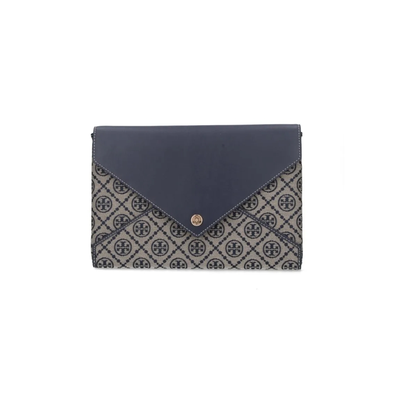 Tory Burch Clutch "T-Monogram" Chain Pouch Beige Neutrals