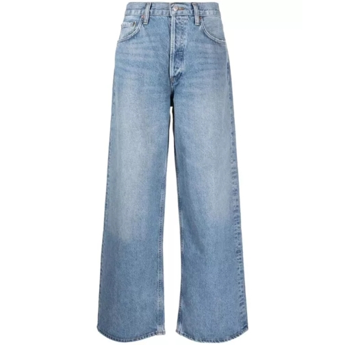 Agolde High-Rise Light Blue Straight-Leg Denim Jeans Blue Jeans med raka ben