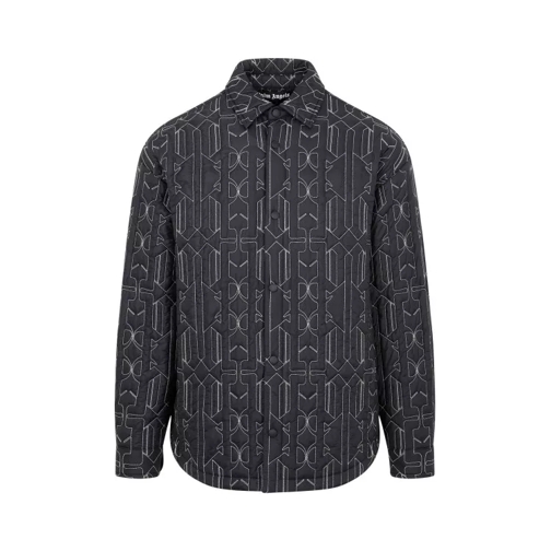 Palm Angels Grey Anthracite All Monogram Quilted Over Shirt Grey 