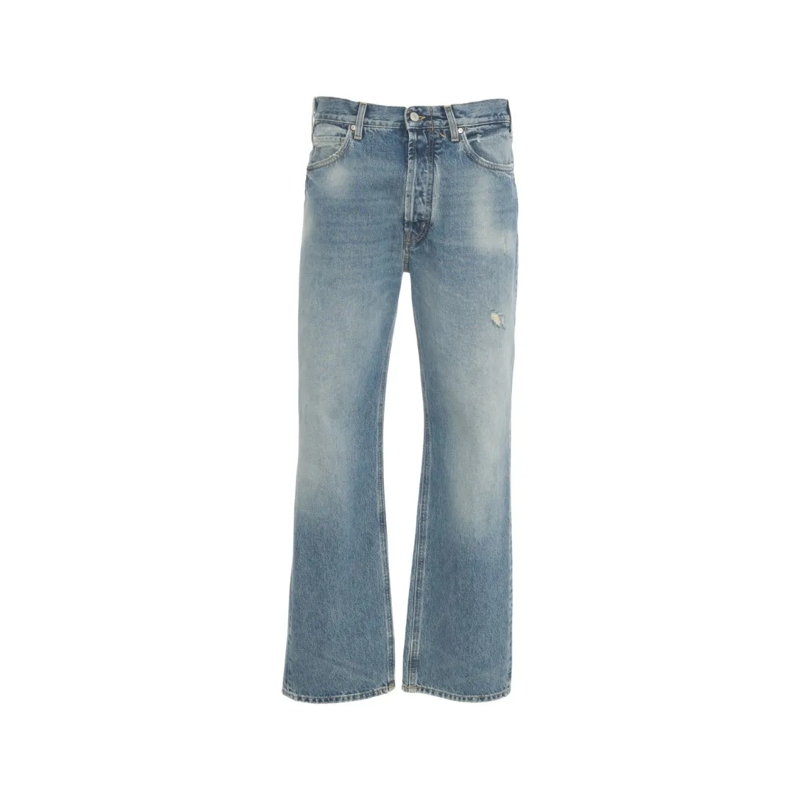 Cycle Jeans Straight Leg Denim Jeans With Distressed Details Blue