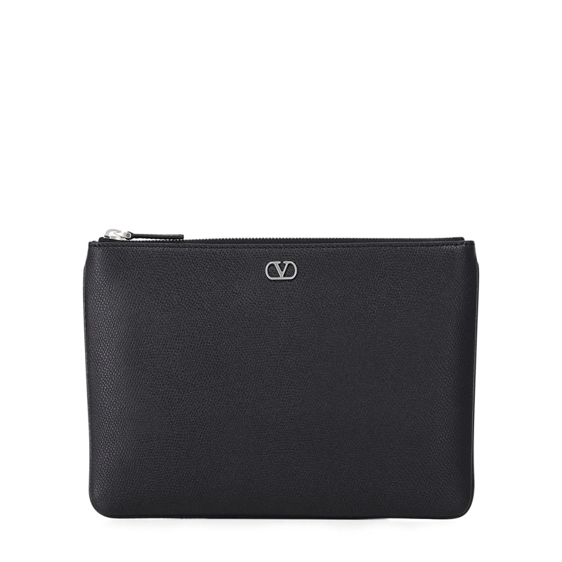 Valentino Garavani Pochette Tasche aus Leder schwarz
