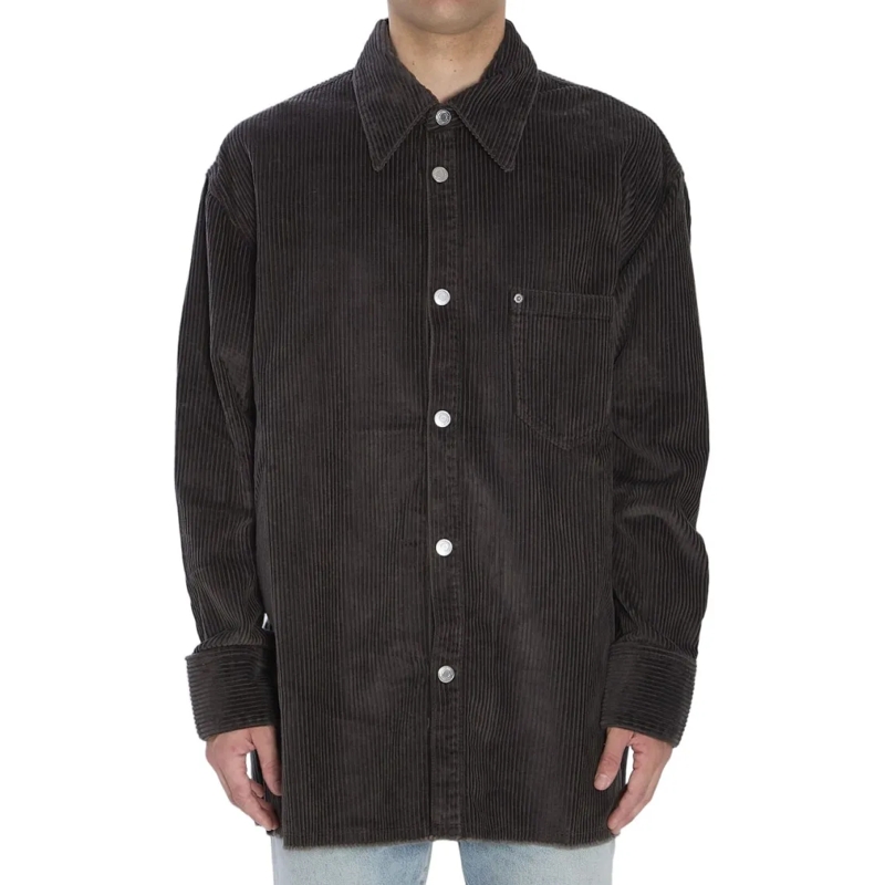 AMI Paris Hemd Anthracite Corduroy Shirt Black