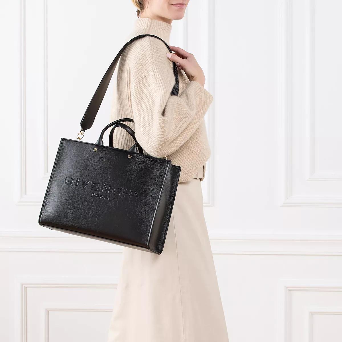 Givenchy Zwarte Leren Tote Tas met 4G Details Black Dames