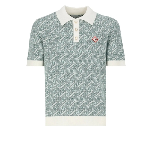 Casablanca Polohemd Column Jacquard Monogram Polo Shirt Green