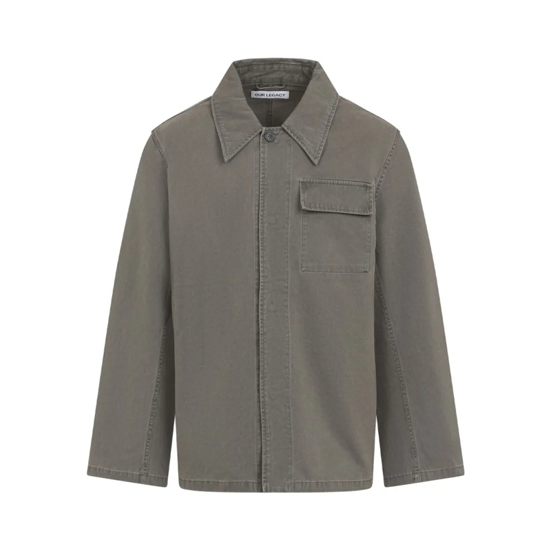 Our Legacy  Straight-Cut Casual Jacket With Pointed Collar Grey