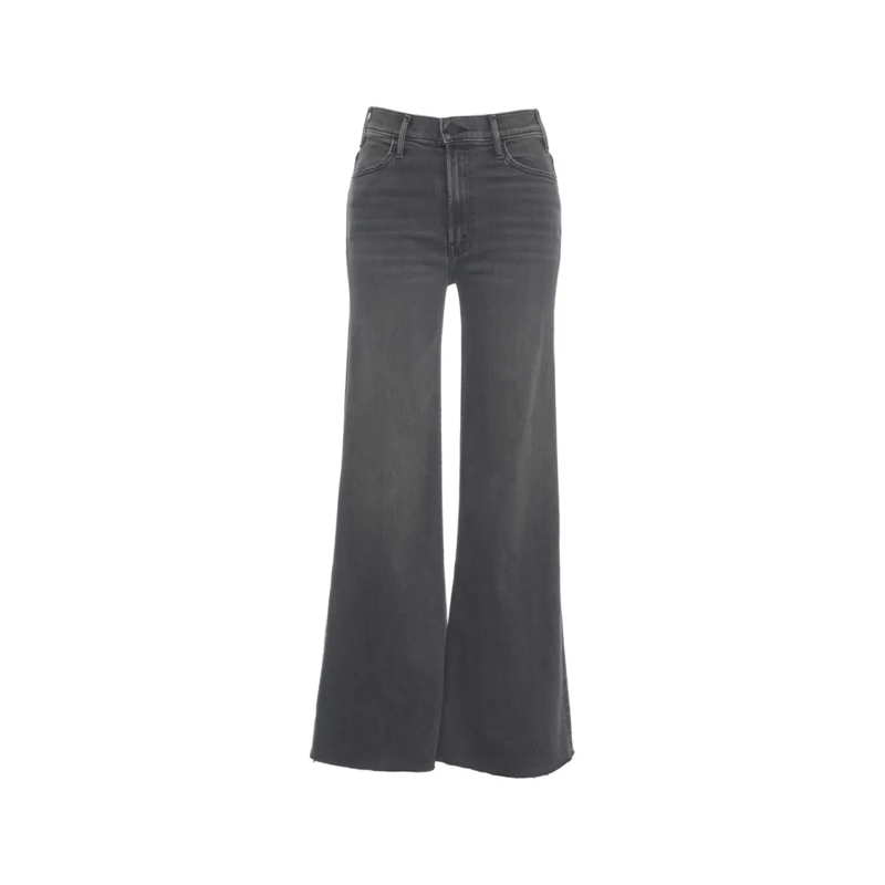 Mother Jeans High-Waist Flared Jeans With Frayed Hem Grey