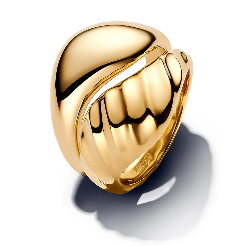 Pandora Bague Rippled Stacking Rings 14k vergoldet