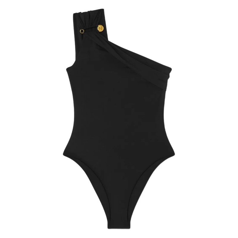 Versace  Asymmetrical One-Shoulder Swimsuit Black