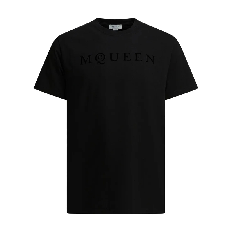 Alexander McQueen T-shirt Black Short-Sleeve Cotton T-Shirt With Embossed De Black