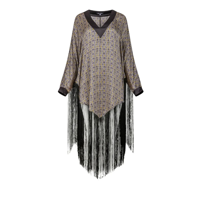 Helene Galwas Minikleid Seidenponcho Kleid JENNIFER silber