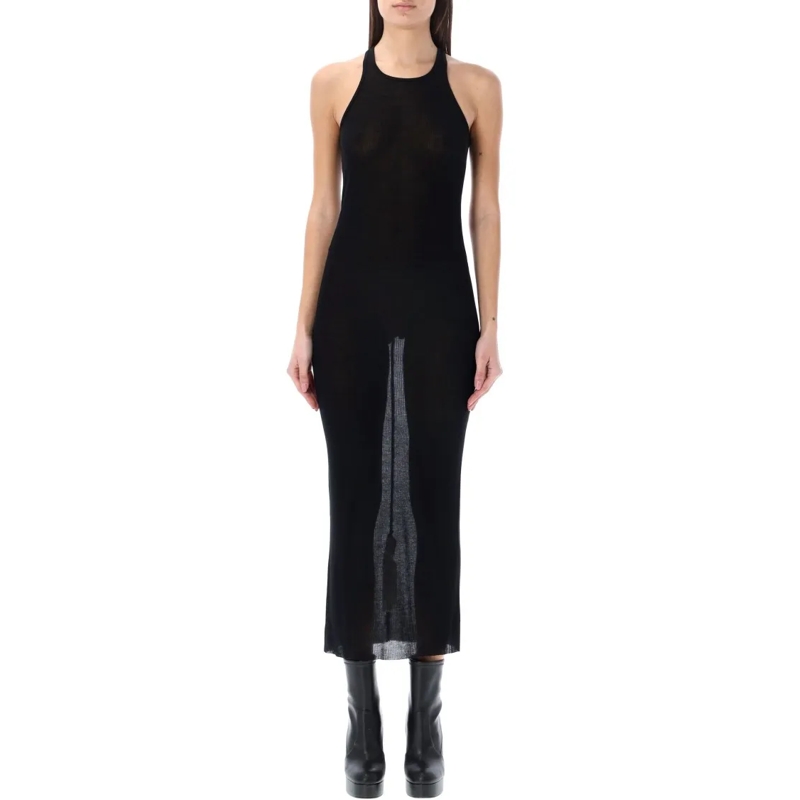 Rick Owens Midi-jurk Rib Tank Dress Black