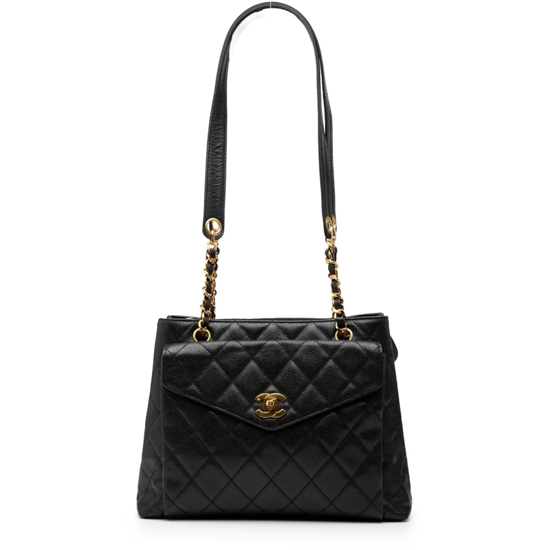 Chanel Schultertasche CC Caviar Front Pocket Shoulder Bag schwarz