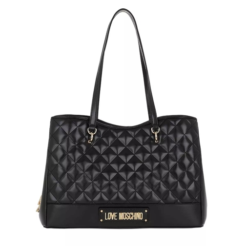 Love Moschino Logo Quilted Shoulder Bag Nero Shopping Bag